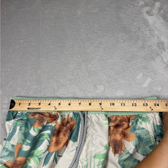 Maamgic Men’s Tropical Floral Cream Green Orange Swim Boardshorts Size Large - Picture 8 of 16